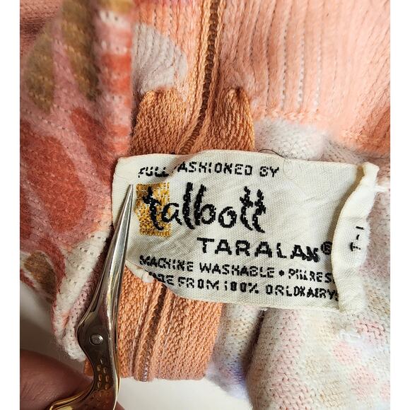 TALBOT TARALON Vintage Pink Brown White Long Sleeve Back Zip Thin Sweater - Picture 3 of 4